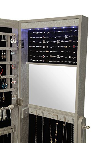 Abington Lane Standing Jewelry Armoire - Lockable Cabinet Organizer