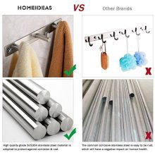 HOMEIDEAS Coat Hook Rack Wall Mounted 8-Inch Stainless Steel Brushed