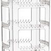 Sooyee 360 Rotating Earring Holder and Jewelry Organizer, 4 Tiers Jewelry Rack Display Classic Stand, 156 Holes and 160 Grooves for Necklaces Earrings Piercings, Clear