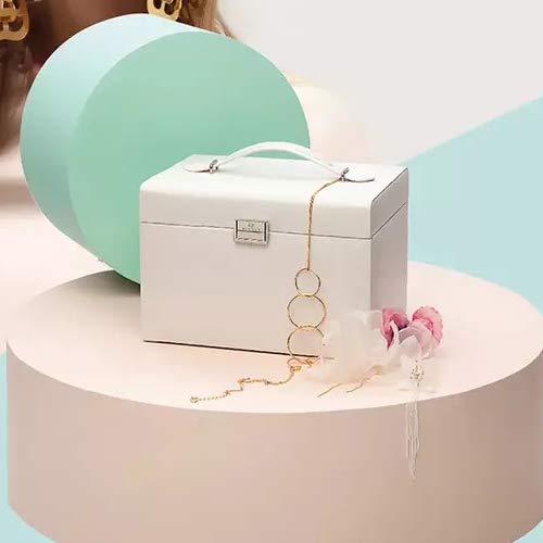 Vlando Mirrored Wooden Jewelry Box Organizers for Girls Women