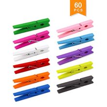 Faxco 60 Pcs 2.8'' Colored Wooden Clothespins, Photo Paper Peg Hang Pins, DIY Photo Clips