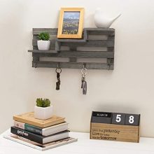 MyGift Vintage Gray Wood Wall-Mounted 3-Tiered Stair Display Shelf