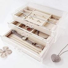HerFav Jewelry Box for Women with 3 Drawers, Velvet Jewelry Organizer