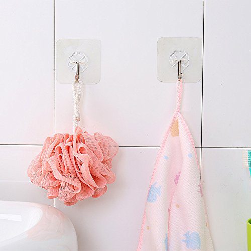 AKIWOS Wall Hooks Adhesive Hooks, 12 Packs Transparent Seamless Utility Hooks