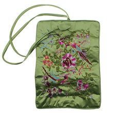 Gracallet Light Green Soft Silk Embroidery Brocade Peony Floral Print Fabric Jewelry