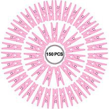150 Pieces Mini Clothespins 1 Inch Wooden Clothes Pins for Baby Shower Favors Party Game Scatter Decorations Photo Paper Peg Pin Crafts (Pink)