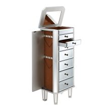 Powell Jewelry Armoire Wood, Silver Mirrored