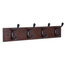 SONGMICS Wooden Wall-Mount Coat Rack with 4 Metal Hooks