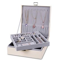 misaya Women Jewelry Box Organizer 2 Layer Large Lockable Display Jewelry Holder