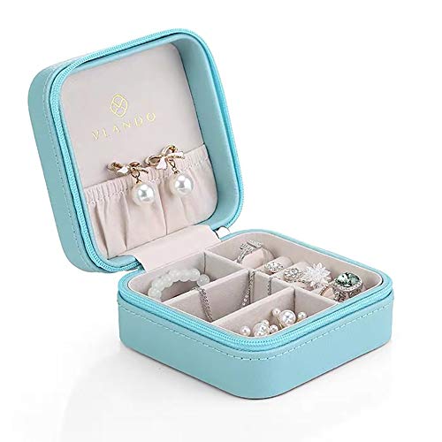 Vlando Small Travel Jewelry Box Organizer Display Case for Girls Women