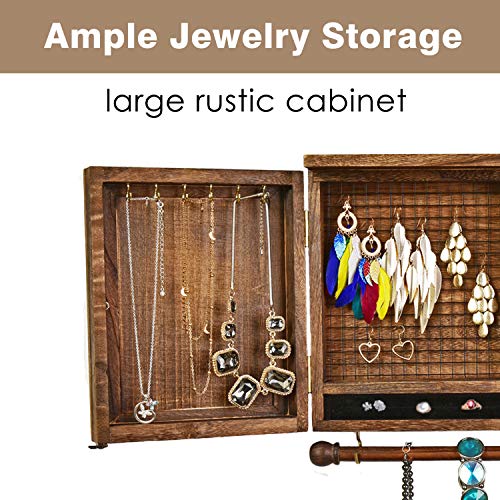 Declutter in Style – Wooden Jewelry Organizer with Barn Door Design