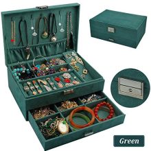 QBeel Jewelry Box for Women, Double Layers 53 Compartments Necklace