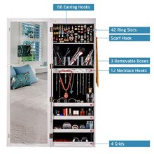Lockable Jewelry Cabinet Wall/Door mounted,8 LED Jewelry Armoire