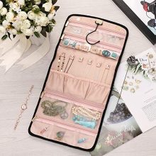 Vextronic Travel Hanging Jewelry Organizer Case Foldable Jewelry Roll Storage Case