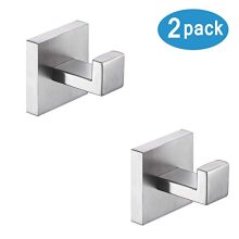 TASTOS Bath Towel Hooks Brushed Nickel, 2 Pack Stainless Steel Robe Coat
