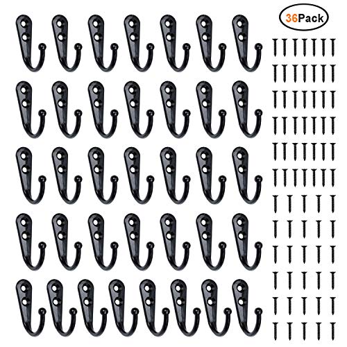 36 Pieces Coat Hooks Wall Mounted Robe Hook Single Coat Hanger No Scratch
