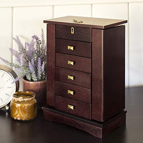 Best Choice Products Handcrafted Wooden Box Organizer Tabletop Armoire Cabinet