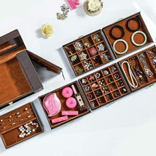 Uptizer Large Jewelry Box, Functional 6-Layer Leather Jewelry Organizer/Storage