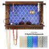 Bdot Hanging Jewelry Organizer Wall Mounted - Rustic Wooden Jewelry Hanger, Bracelet Earring Holder, Wall Necklace Storage Organizer