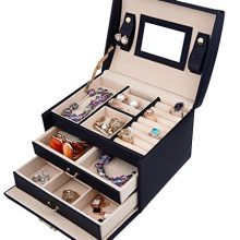 goldwheat Jewelry Box with Lock and Mirror Lockable Travel Jewelry Organizer Gift