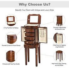 GentleShower Cabinet with Mirror Jewellery Box Organizer Wooden Jewelry Storage
