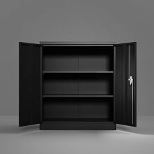 Lockable 2-Door Steel Garage Storage Cabinet with 2 Adjustable Shelves