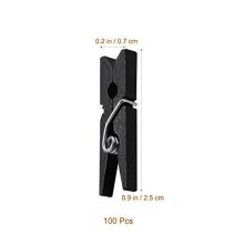 100pcs Mini Natural Wooden Clothespins - Multi-Function Craft Clips (Black) 🖤