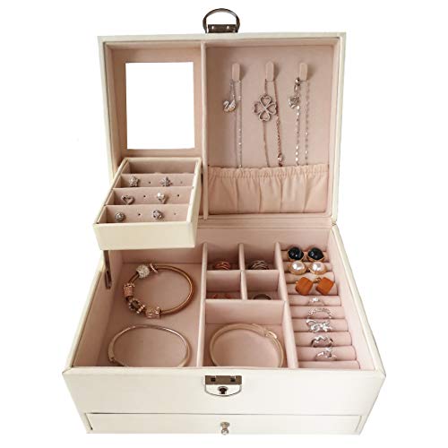 HerFav Jewelry Organizer Box for Women, Lockable Jewelry case