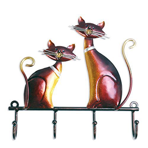 Tooarts Wall Mounted Key Holder Iron Cat Wall Hanger Hook Decor 4 Hooks