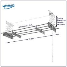 Wellex 72" Ceiling Mounted Laundry Drying Rack, Space Save