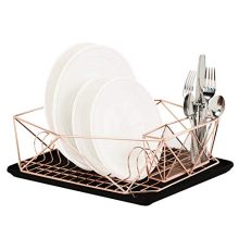 Kitchen Details Geode Deluxe Dish Drying Rack with Drain Board, Cutlery Basket
