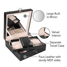 Lark and Harper Jewelry Box-Jewelry Organizer with Mini Travel Case and Mirror