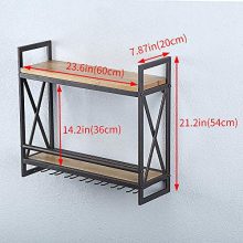 Industrial Wine Racks Wall Mounted with 7 Stem Glass Holder,23.6in Rustic Metal