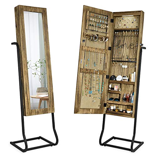 SRIWATANA Jewelry Armoire Cabinet, Solid Wood Standing Jewelry Organizer