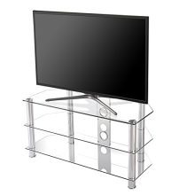 FITUEYES Classic Clear Tempered Glass TV Stand Suit for up to 50 inch