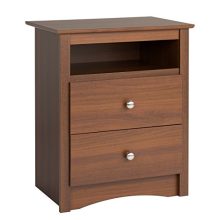 Prepac Sonoma 2 Drawer Nightstand, Warm Cherry