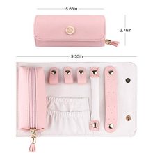 JIDUO Travel Jewelry Organizer Roll Foldable Faux Leather Small Jewelry Case
