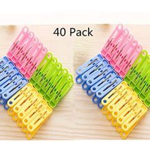 DurReus 2 Inch Small Plastic Colored Clothes Pins for Pictures Travel Laundry Clothespins Kitchen Clips for Chip Bags Bathroom Clothesline Pegs,Pack 40