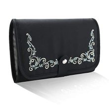 Lekesky Travel Jewelry Organizer Foldable Jewelry Roll Bag for Necklaces, Bracelets, Earrings, Bracelets -Black