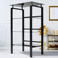 INTERGREAT Audio Stand Black Glass Audio Tower Audio Video Tower Components