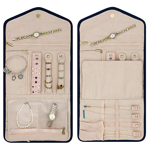 Buzzy B Travel Jewelry Organizer - Foldable Roll for Necklaces, Bracelets, Earrings