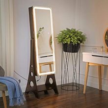 SONGMICS Jewelry Cabinet Armoire with Adjustable Light Ribbon on Beveled Edge