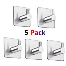 LOOGI Adhesive Hooks Towel Hooks Wall Door Hanger Heavy Duty Stainless Steel