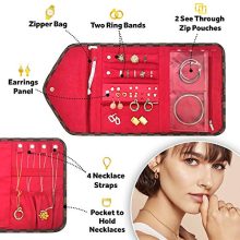 Nobix Travel Jewelry Organizer Roll Foldable Jewelry Case for Journey - Rings