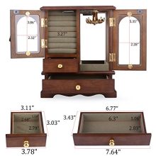 Kendal Real Natural Hardwood Wooden Jewelry Box Organizer