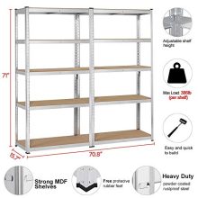 Yaheetech Heavy Duty Adjustable 5-Shelf Garage Shelving Storage Shelf Steel