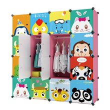 KOUSI Portable Kids Wardrobe Closet Children Dresser Hanging Storage Rack