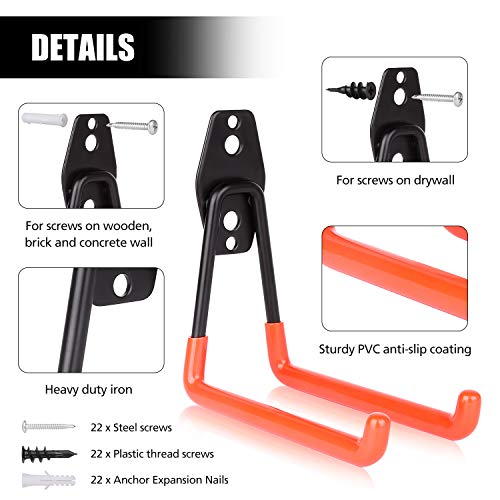 Mieuxbuck Garage Storage Hooks, 10-Pack Steel Utility Double Hooks