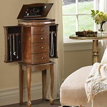 Powell Louis Philippe Jewelry Armoire, Walnut