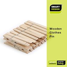 Smart Design 4-Coil Heavy Duty Wooden Clothespins - Non Staining Hardwood